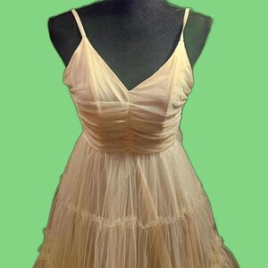 Elegant Cream Spaghetti Strap Dress